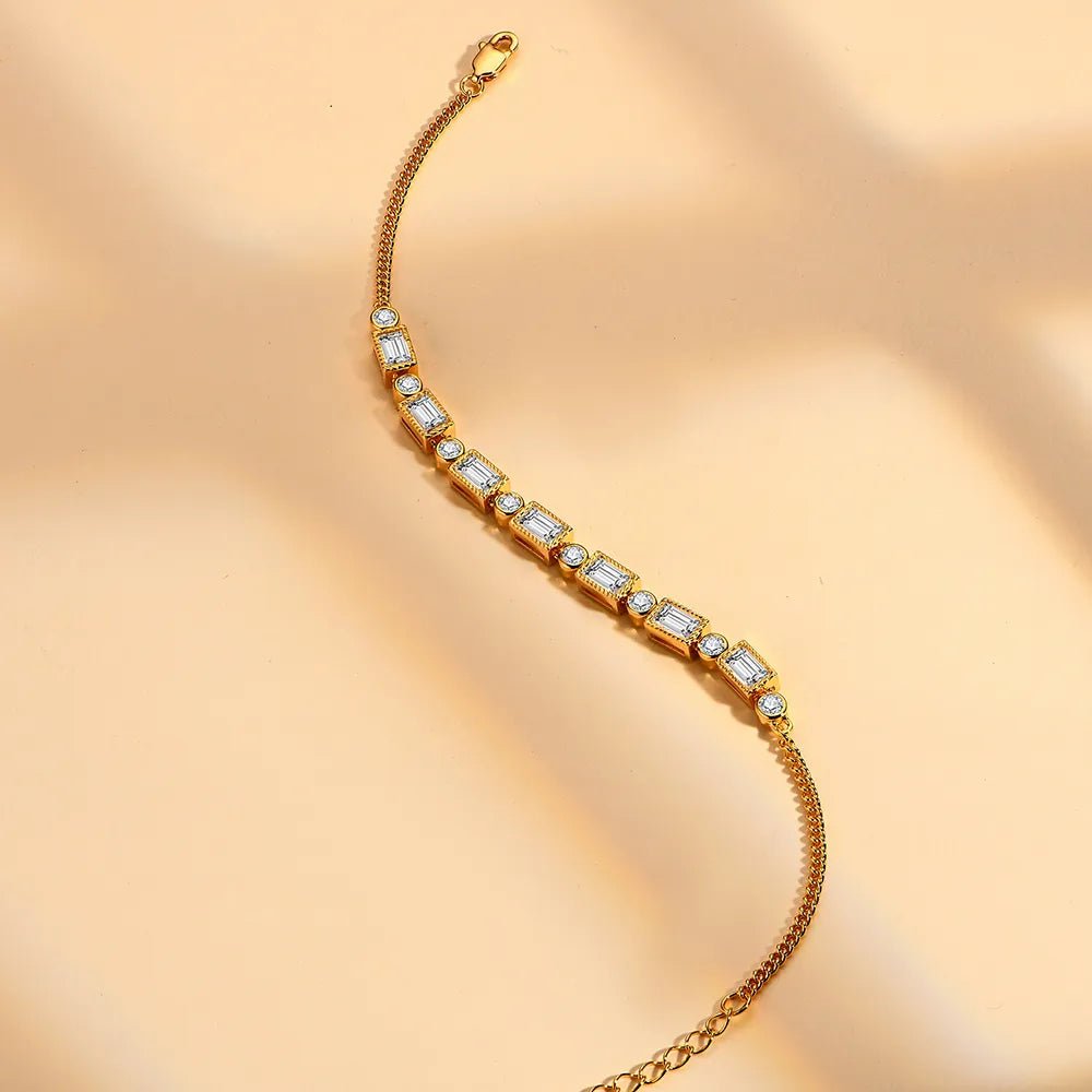 Moissanite Diamond Adjustable Bracelet in Yellow Gold-Plated 925 Sterling Silver - Florence Jewellers