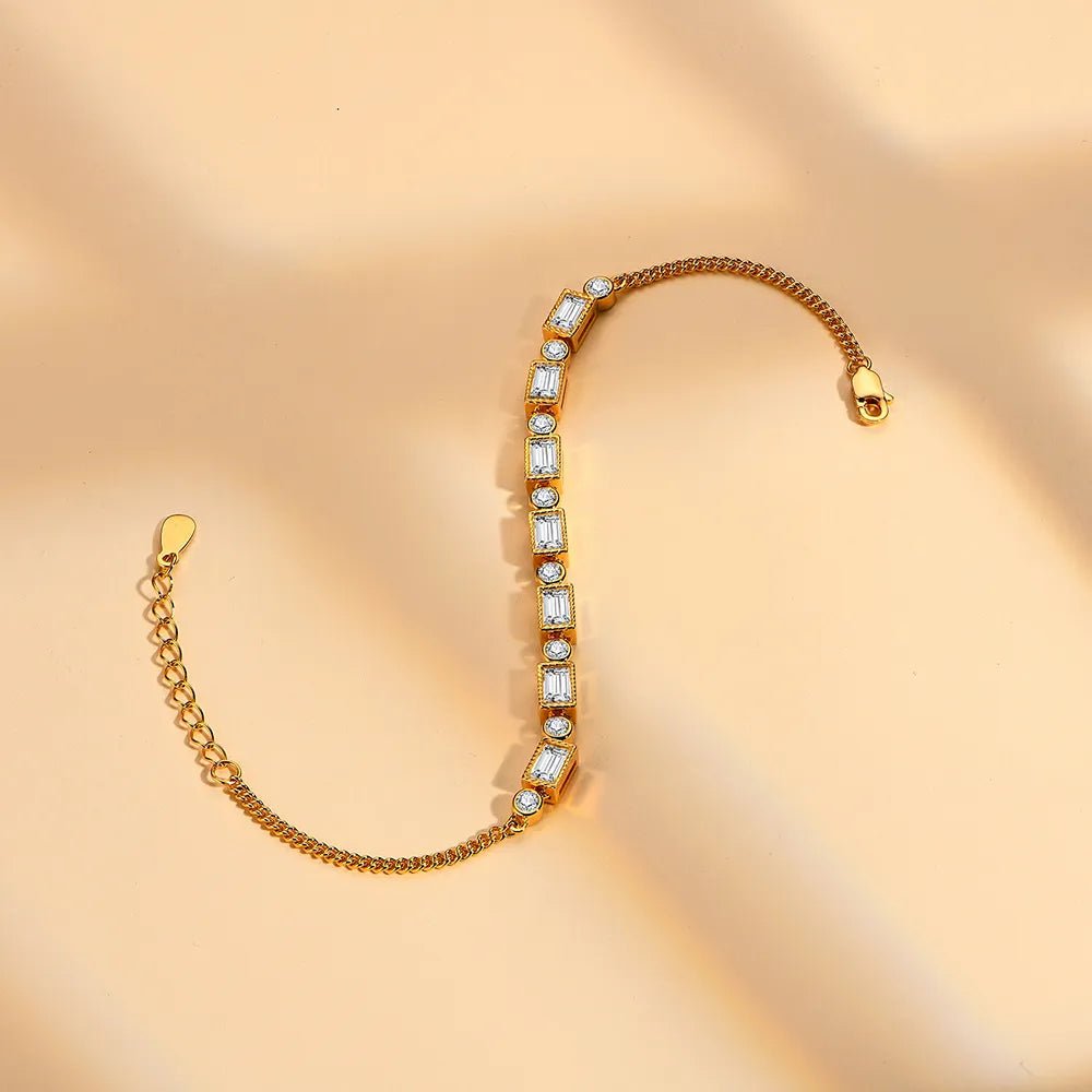 Moissanite Diamond Adjustable Bracelet in Yellow Gold-Plated 925 Sterling Silver - Florence Jewellers
