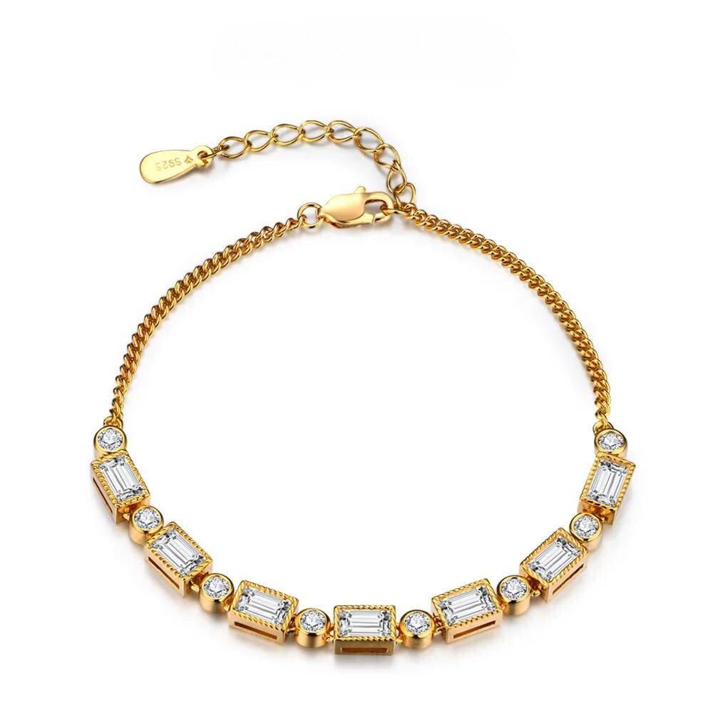 Moissanite Diamond Adjustable Bracelet in Yellow Gold-Plated 925 Sterling Silver - Florence Jewellers