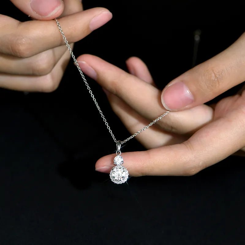 Moissanite Diamond Round-Cut Pendant Necklace in Rhodium/Gold-Plated 925 Sterling Silver - Florence Jewellers