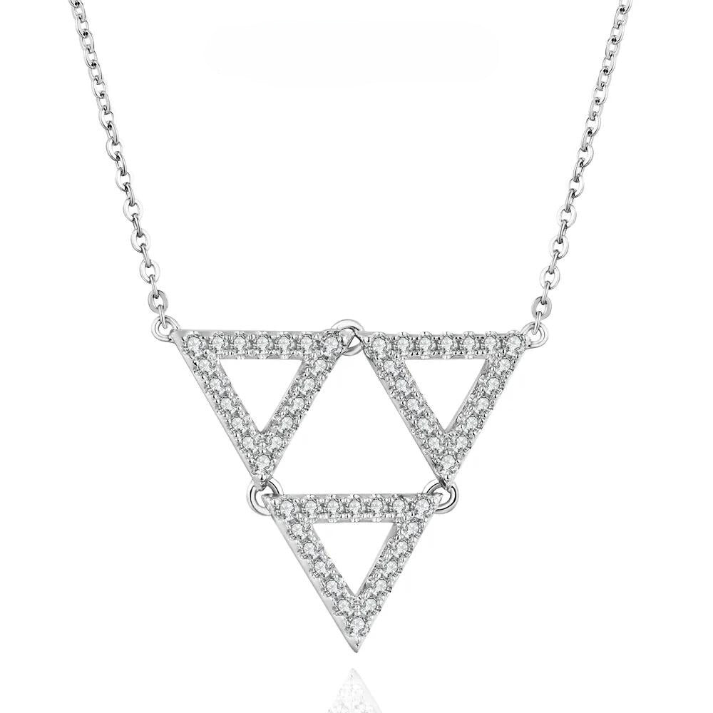 Moissanite Diamond Triangle Pendant Necklace in 925 Sterling Silver - Florence Jewellers