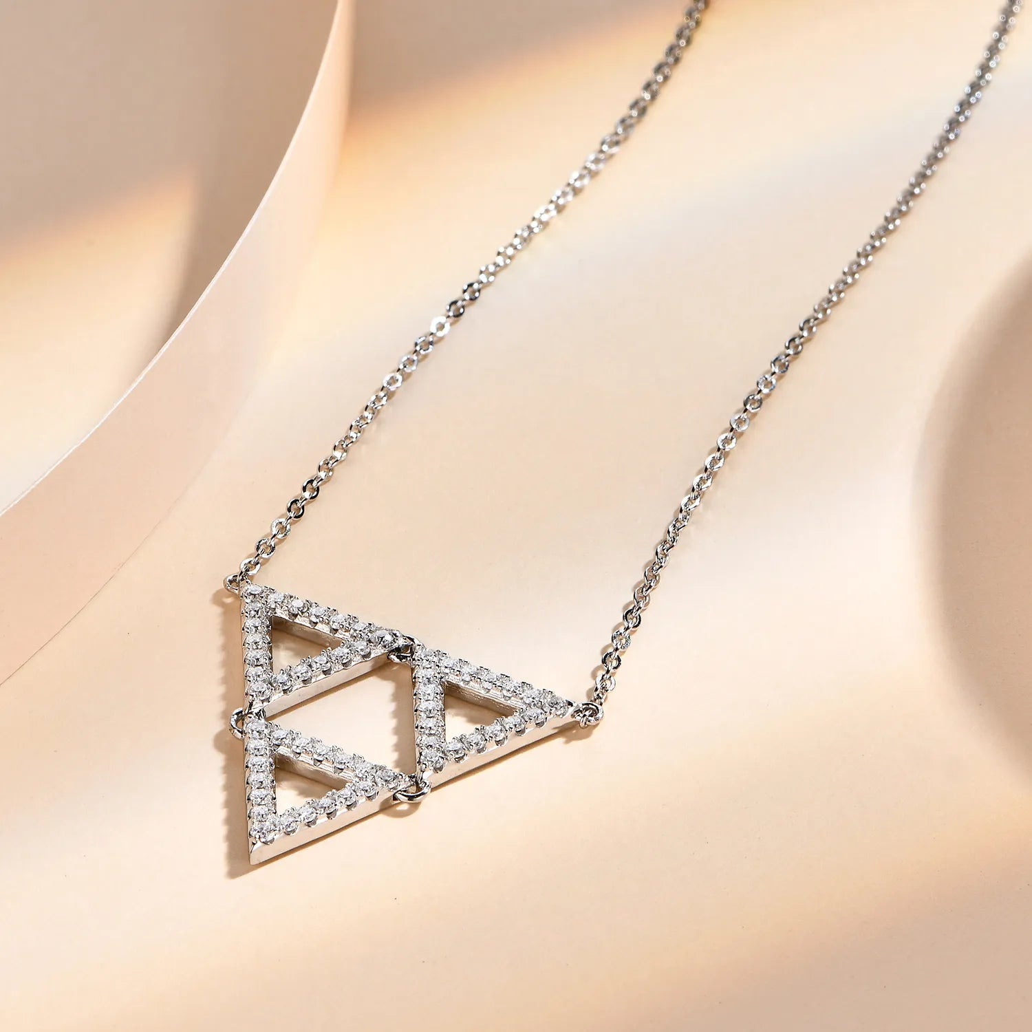 Moissanite Diamond Triangle Pendant Necklace in 925 Sterling Silver - Florence Jewellers