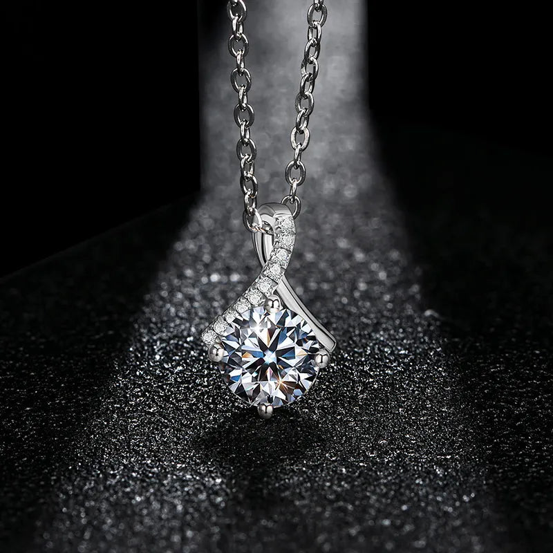 Colored Moissanite Diamond Pendant Necklace in 925 Sterling Silver - Florence Jewellers