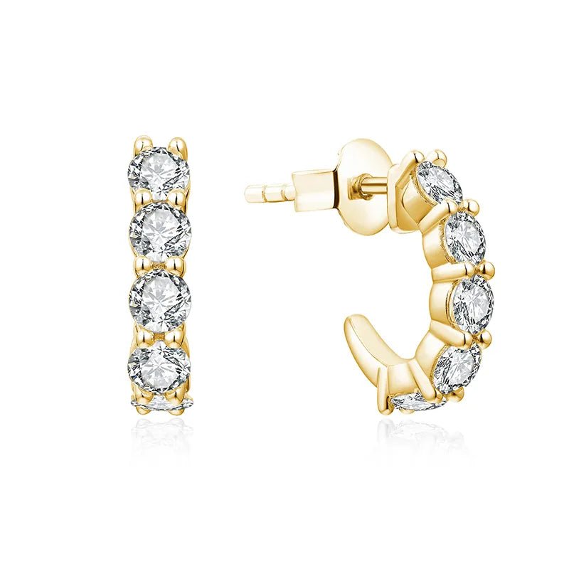 Moissanite Diamond Hoop Earrings in Rhodium/Gold-Plated 925 Sterling Silver - Florence Jewellers