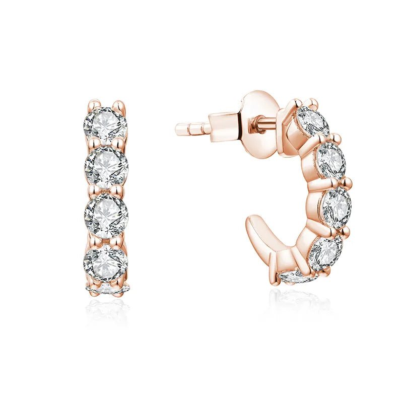 Moissanite Diamond Hoop Earrings in Rhodium/Gold-Plated 925 Sterling Silver - Florence Jewellers