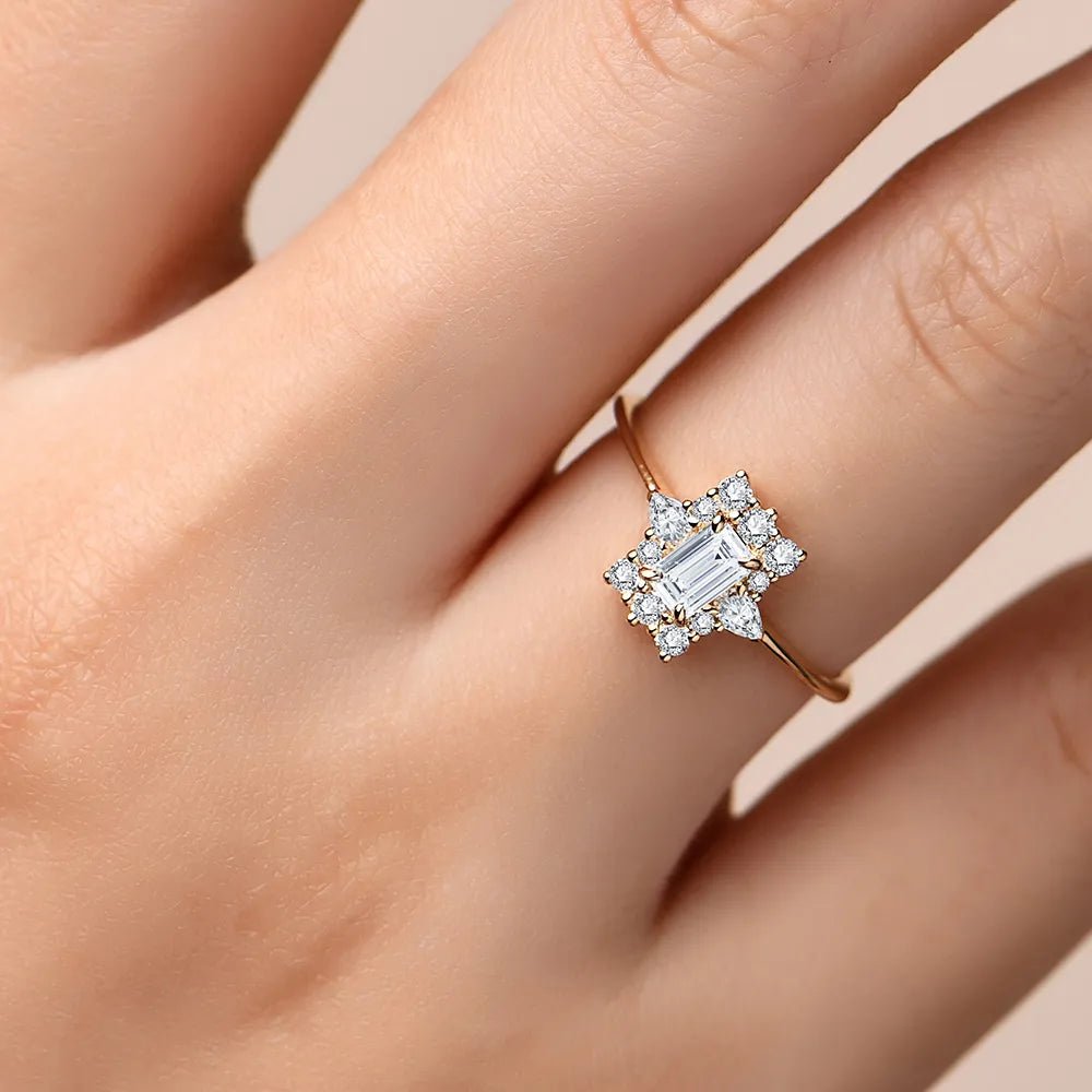 Moissanite Diamond Octagon Cut Ring in Solid Gold - Florence Jewellers