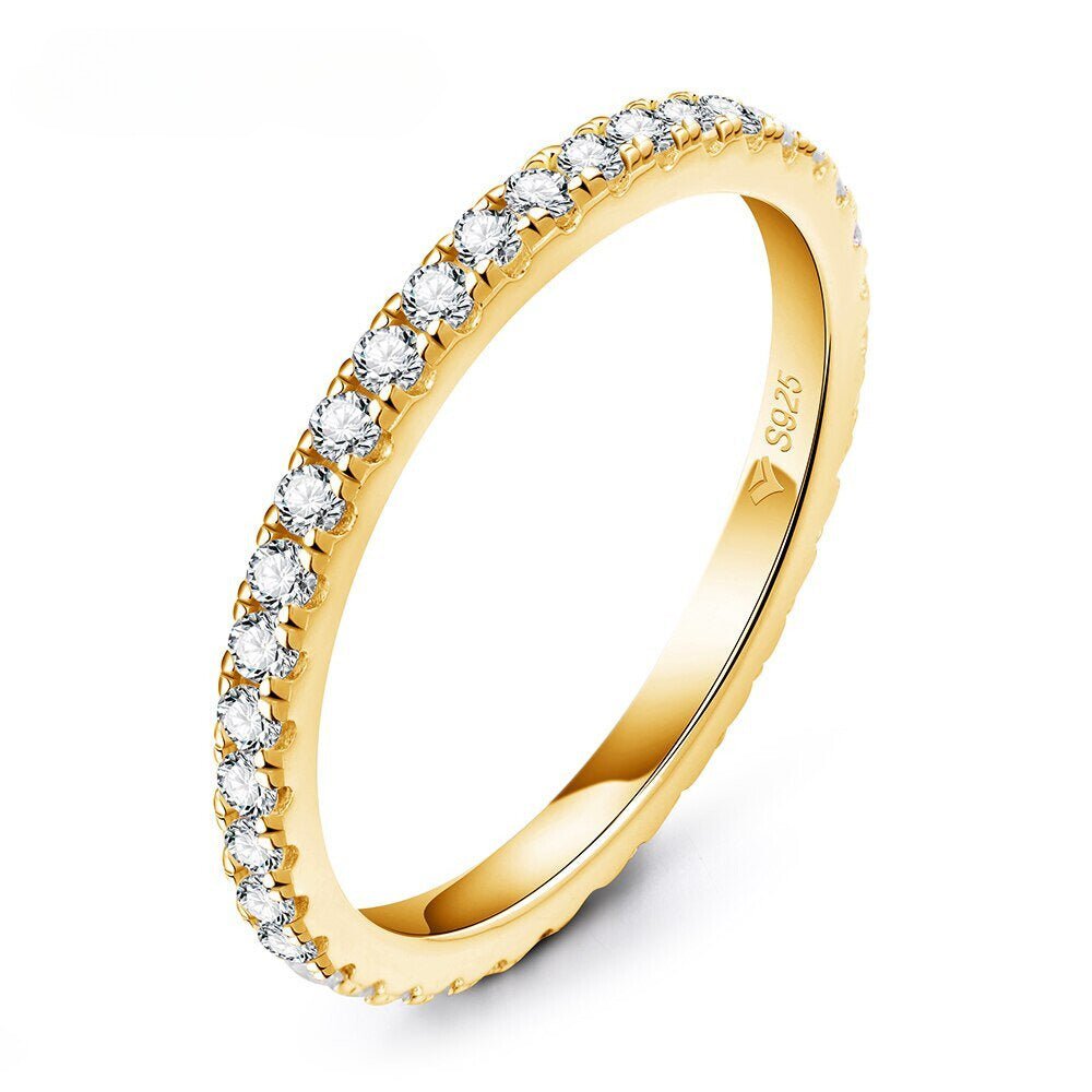 Moissanite Diamond Ring in Rhodium/Gold-Plated 925 Sterling Silver - Florence Jewellers